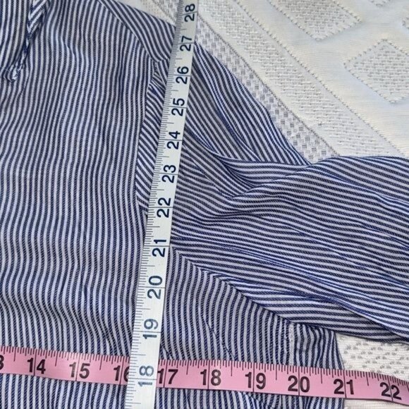Blue & White Striped Button-Up Tunic Top By Cupio M - Picture 9 of 9